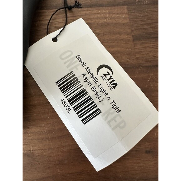 Zyia Black Metallic Light n Tight Asym Bra Large Removable Padding - Picture 2 of 11